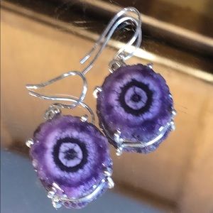 BOUTIQUE SHADY PURPLE SOLAR QUARTZ 925 EARRINGS